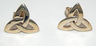 .925 Sterling Silver Celtic Cross Stud Earrings 