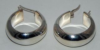 .925 Sterling Silver Thick Hoop Earrings 