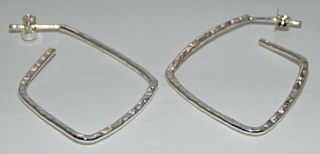 .925 Sterling Silver Freeform Rhombus Earrings