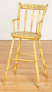 New England painted Windsor highchair, ca. 1800