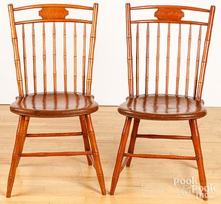 Pair of painted butterfly Windsor chairs