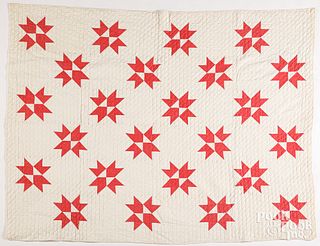 Red and white patchwork quilt, ca. 1900