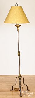 Contemporary iron and brass floor lamp