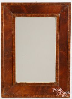 Mahogany and faux tiger maple ogee mirror, 19th c.