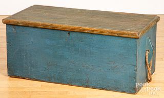 Painted hard pine blanket chest, 19th c.