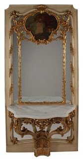 LOUIS XVI STYLE MIRRORED CONSOLE TABLE, 107"H