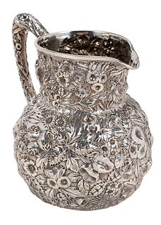 Kirk Repousse Coin Silver Water Pitcher