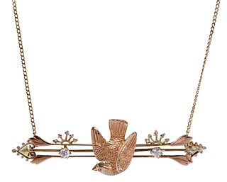 14kt. Dove and Diamonds Necklace