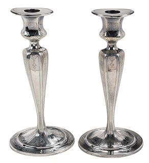 Pair of Sterling Tiffany Candlesticks