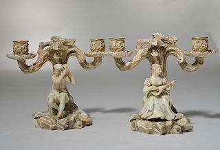 Pair of Royal Worcester Figural Candelabras