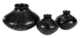 Three Mata Ortiz Blackware Pots