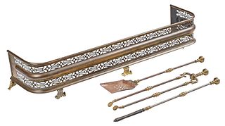 Group of Brass and Iron Fireplace Accessories