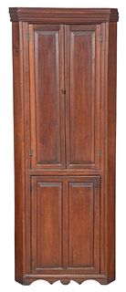 Southern Chippendale Paneled Walnut Corner Cupboard of Tall and Narrow Proportions