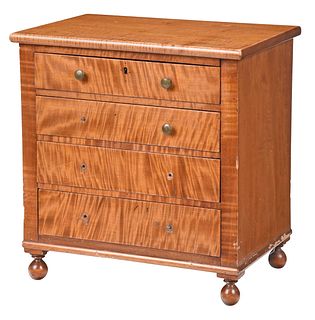 American Federal Tiger Maple Miniature Chest