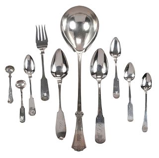 30 Pieces Silver Flatware, Mostly Coin Silver
