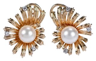 14kt. Tiffany & Co. Pearl and Diamond Earrings