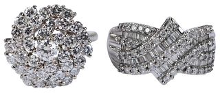 Two White Gold Diamond Cocktail Rings