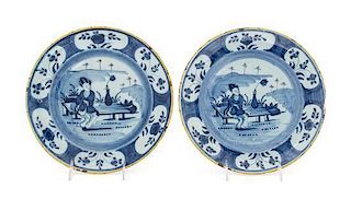 A Pair of Delft Plates. Diameter 10 3/8 inches.