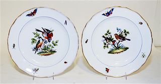 A Pair of Meissen Ornithological Plates Diameter of each 9 1/2 inches.