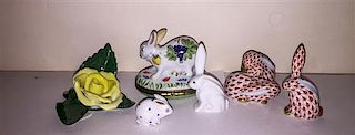* A Group of Four Herend Porcelain Rabbits Height of tallest 2 1/4 inches.
