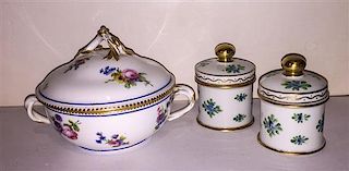 * Three French Porcelain Articles Width of widest over handles 6 inches.