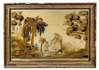* A French Needlework Picture 17 x 25 3/4 inches.