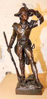 A French Bronze Figure, After Edouard Drouot Height 24 inches.