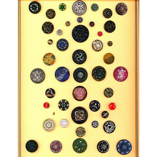 2 Cards of Assorted Div 1 & 3 Black Glass Buttons