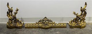 * A Louis XV Style Gilt Bronze Fire Fender Width 36 inches.