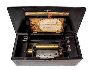 * A Swiss Cylinder Music Box, Mermod Freres Width of case 13 1/4 inches.