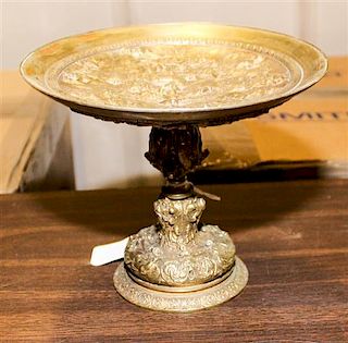 A Grand Tour Style Gilt Bronze Tazza Height 5 3/4 inches.