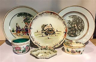 * Six Chinese Export Porcelain Articles Diameter of largest approximately 8 inches.