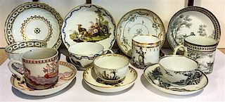 * A Collection of Porcelain Cups and Saucers Diameter of largest 4 inches.