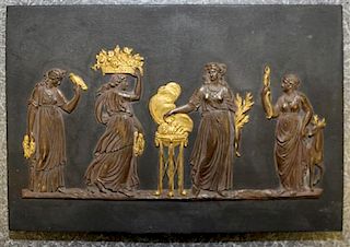 A Wedgwood Black Basalt Plaque Height 4 x width 6 inches.