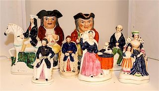 A Collection of Staffordshire Figures Height of tallest 8 3/4 inches.