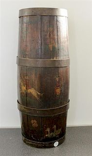 * A Painted Barrel Form Umbrella Stand Height 24 1/2 inches.