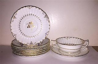 * A Set of English Porcelain Dinnerware Diameter of saucer 6 1/4 inches.