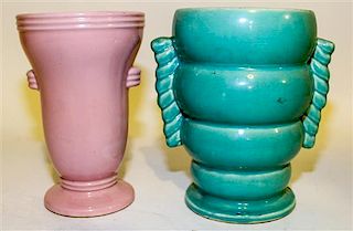 * Two McCoy Pottery Vases Height of taller 10 1/2 inches.