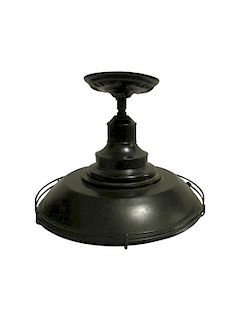 * A Vintage Enameled Steel Light Fixture Height 10 1/2 x diameter 11 5/8 inches.