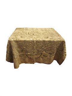* A Metallic Thread Embroidered Table Cover 49 1/4 x 41 5/8 inches.
