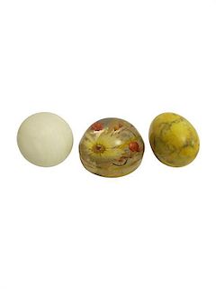 * A Group of Three Paperweights Diameter of largest 3 3/4 inches.