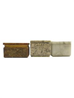 * Three Hardstone Boxes Height of largest 2 3/4 x width 4 1/2 x depth 3 inches.