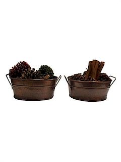 * A Pair of Decorative Metal Pails. Height 4 1/2 inches.
