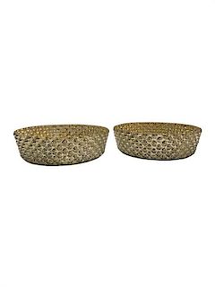 * A Pair of Mercury Glass Low Bowls. Diameter 9 1/2 inches.