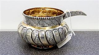 * A Mexican Silver Cup, Tane Orfebres, Mexico City, having an S-scroll incised collar and handle surmounting a globular body 