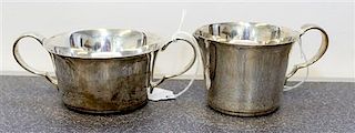* An English Silver Creamer and Sugar, Wakely & Wheeler, London, 1937, of tapering form with C-scroll handles.