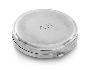 An American Silver Compact, Tiffany & Co., New York, NY, monogrammed AH