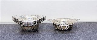 A Set of Eight American Silver Nut Dishes, Gorham Mfg. Co., Providence, RI, the rims decorated with C-Scroll and rocaille mot