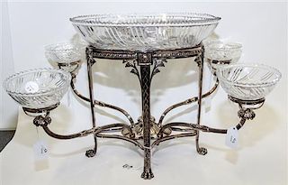 A Silver-Plate and Cut Glass Epergne. Height 13 inches.