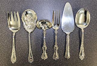 A Group of Silver and Silver-Plate Flatware, various makers, including one Jensen cheese knife.